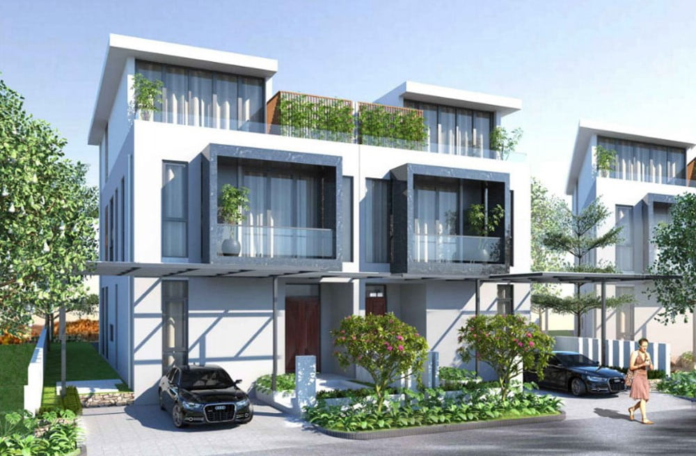 Cho thuê biệt thự song lập bàn giao thô Luxury Lakeside Villas Hoài Đức hướng Đông Nam